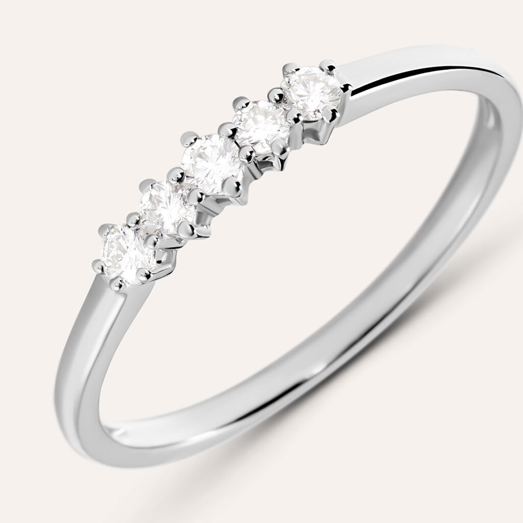 Anello Riviere Grace Oro Bianco Diamante