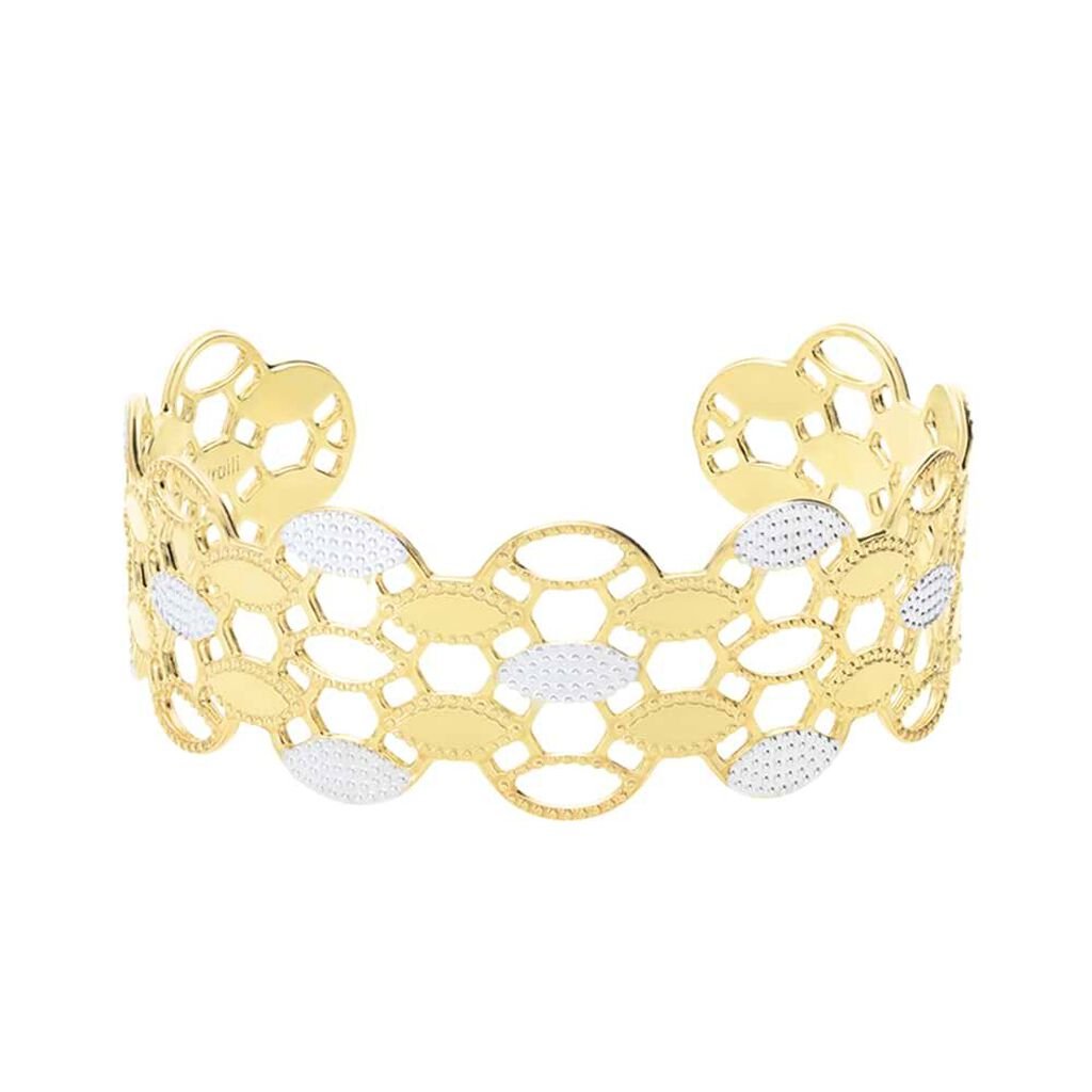 Bracciale rigido medium in bronzo dorato con cerchi