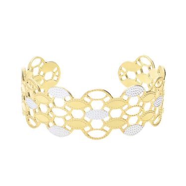 Bracciale rigido medium in bronzo dorato con cerchi