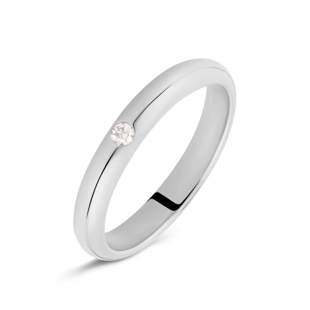 Fede Classica Leggera 3.2 mm Oro Bianco Diamante - Anelli con Incisione Unisex | Stroili