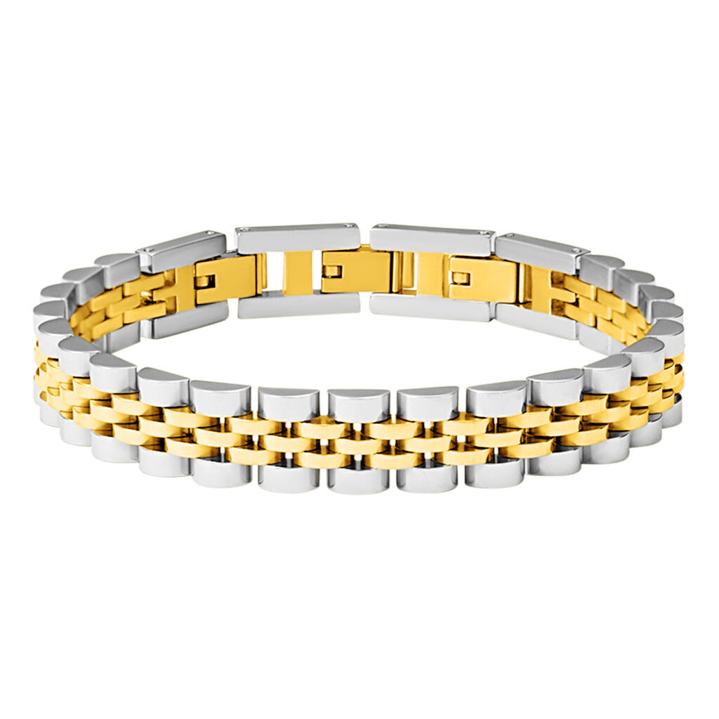 Bracciale Catena Man Code Acciaio Bicolore Dorato / Bianco