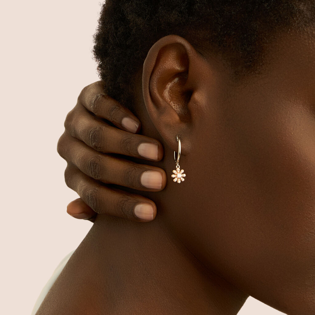 Orecchini A Cerchio Silver Moments Argento Bicolore Bianco / Rosa Cubic Zirconia