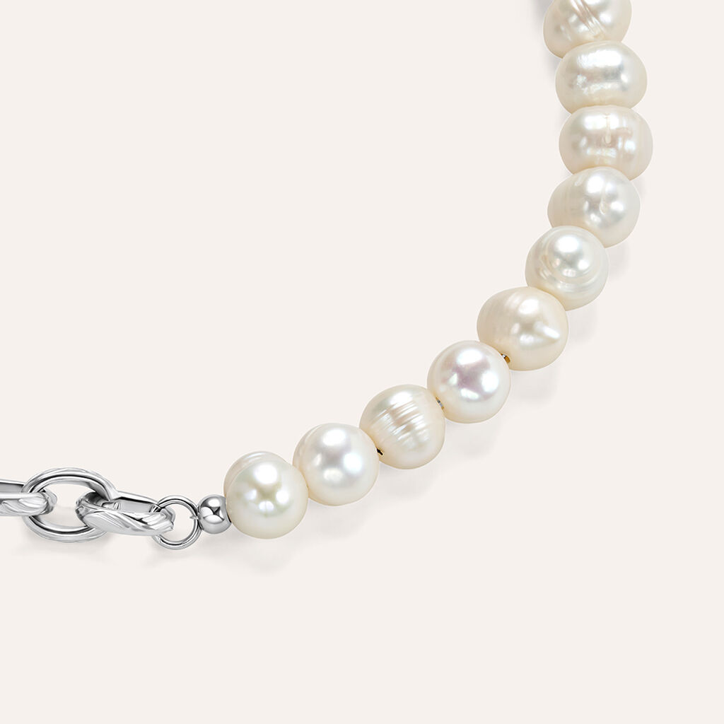 Bracciale Catena Man Code Acciaio Perla D'Acqua Dolce - Bracciali Unisex | Stroili