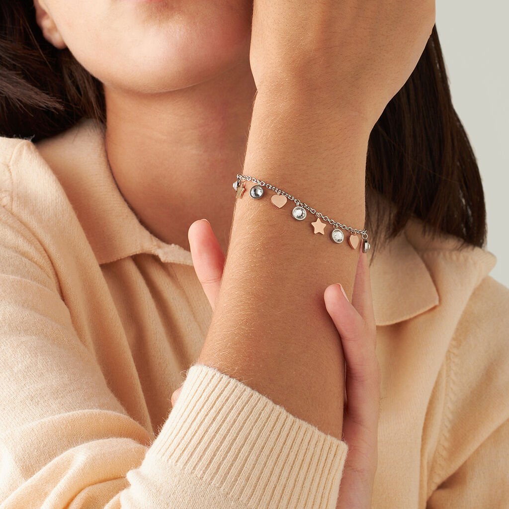 Bracciale Lady Chic Acciaio Bicolore Bianco / Rosa Cristallo - Bracciali Donna | Stroili