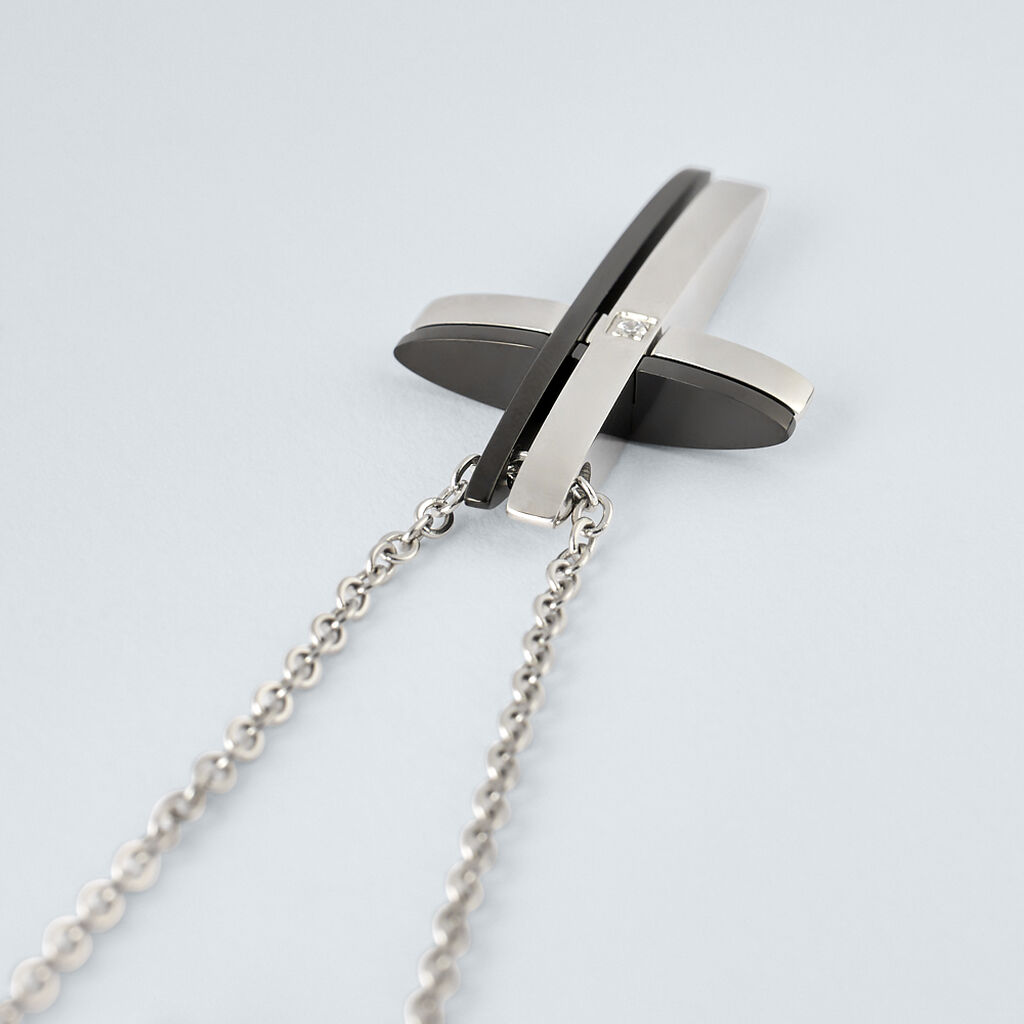 Collana Man Code Acciaio Bicolore Bianco / Nero Cristallo - Collane Uomo | Stroili