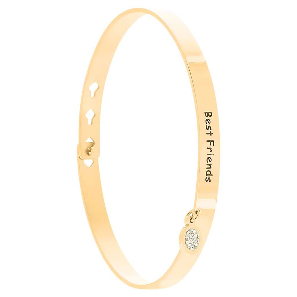 Bangle Lady Message Acciaio Dorato Cristallo - Bracciali Rigidi Donna | Stroili