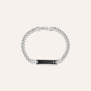 Bracciale Con Targhetta Gentleman Argento Rodiato Cubic Zirconia