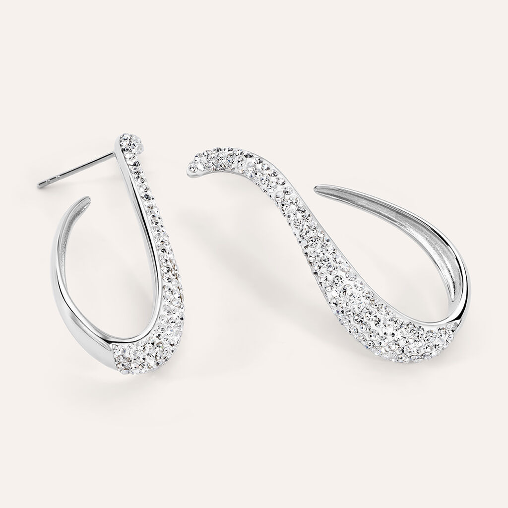 Orecchini Pendenti Aura Acciaio Cristallo