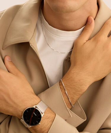 Bracciale Catena Gentleman Argento Rodiato