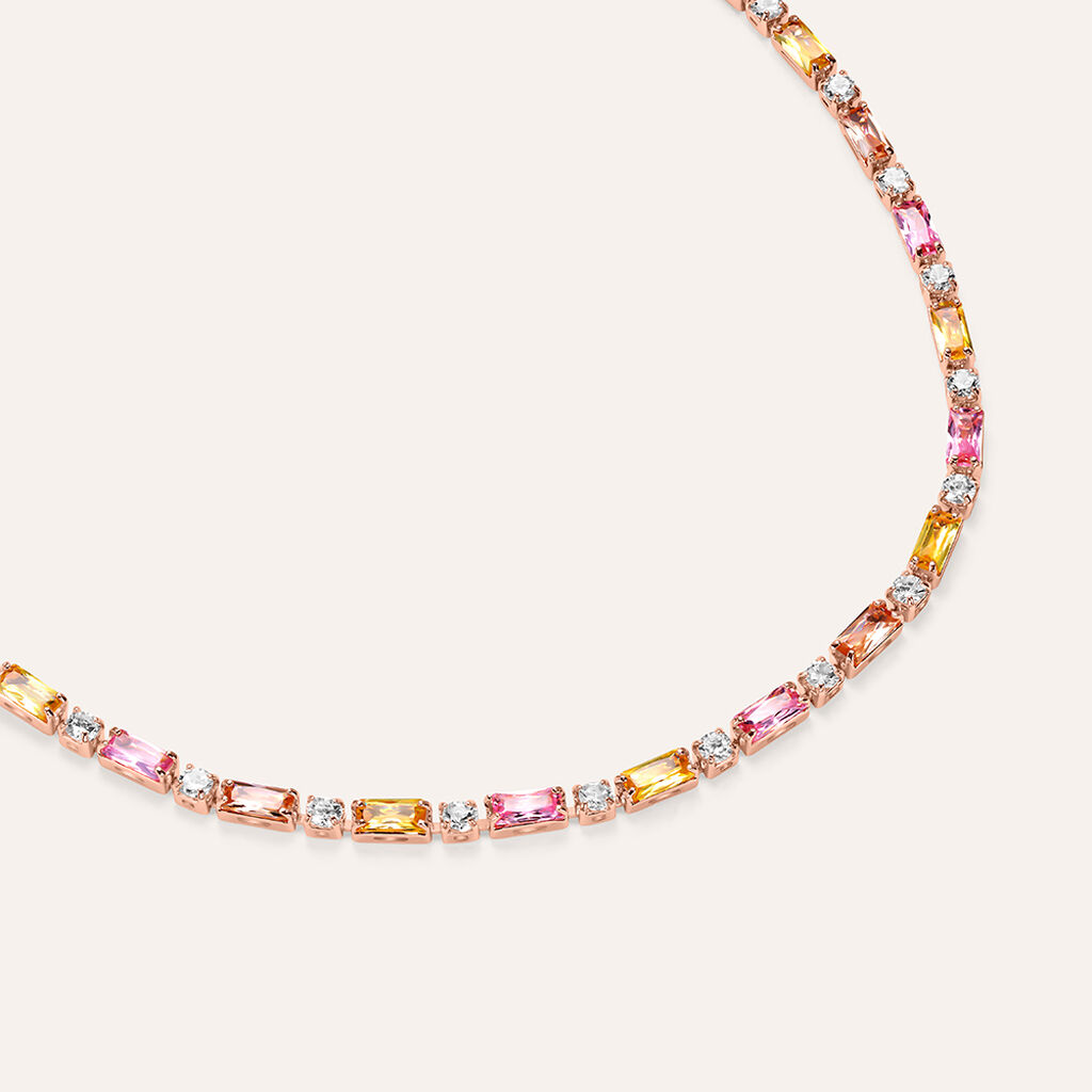 Bracciale Tennis Romantic Shine Ottone Rosa Cristallo