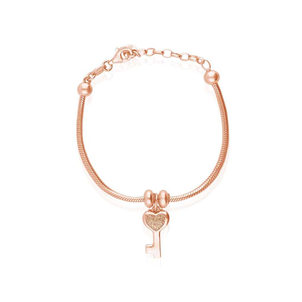 Ciondolo chiave in argento rosato e smalto glitter - Charms Donna | Stroili