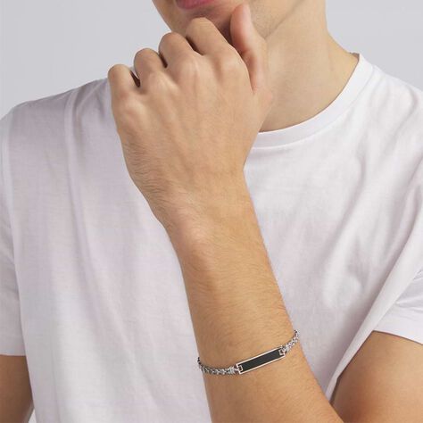 Bracciale Con Targhetta Gentleman Argento Rodiato - Bracciali con Incisione Uomo | Stroili