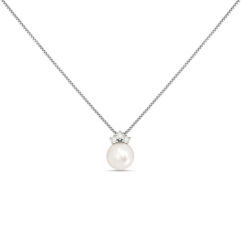 Collana Gabrielle Precious Oro Bianco Perla D'Acqua Dolce Diamante