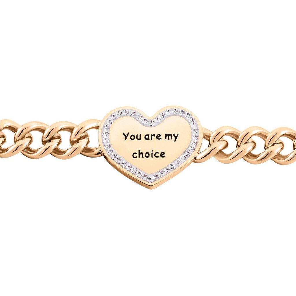 Bracciale Lady Message Acciaio Rosato Love e Cristalli - Bracciali Donna | Stroili