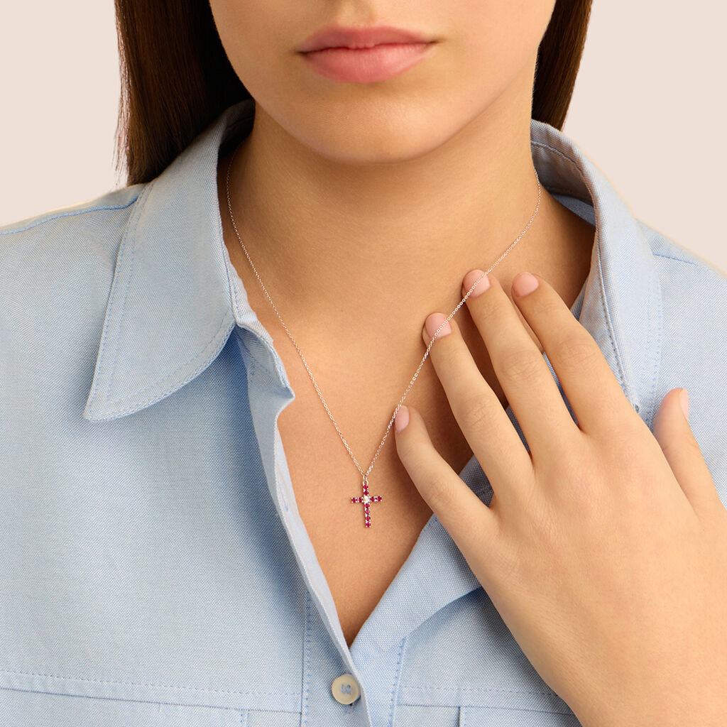 Collana Charlotte Oro Bianco Rubino Diamante