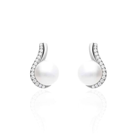 Orecchini Lobo Silver Pearls Argento Rodiato Cubic Zirconia Perla sintentica - Orecchini a Lobo Donna | Stroili