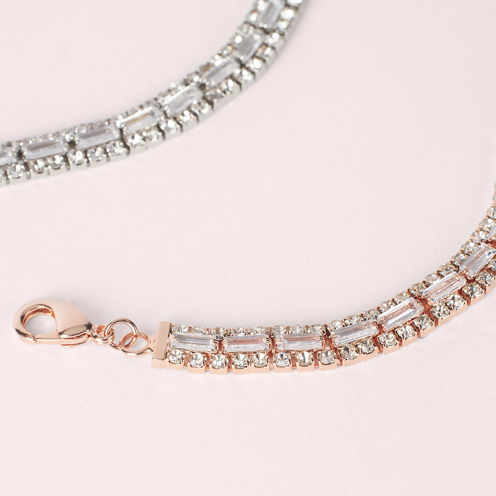 Bracciale Tennis Romantic Shine Metallo Rosa Cristallo - Bracciali Tennis Donna | Stroili