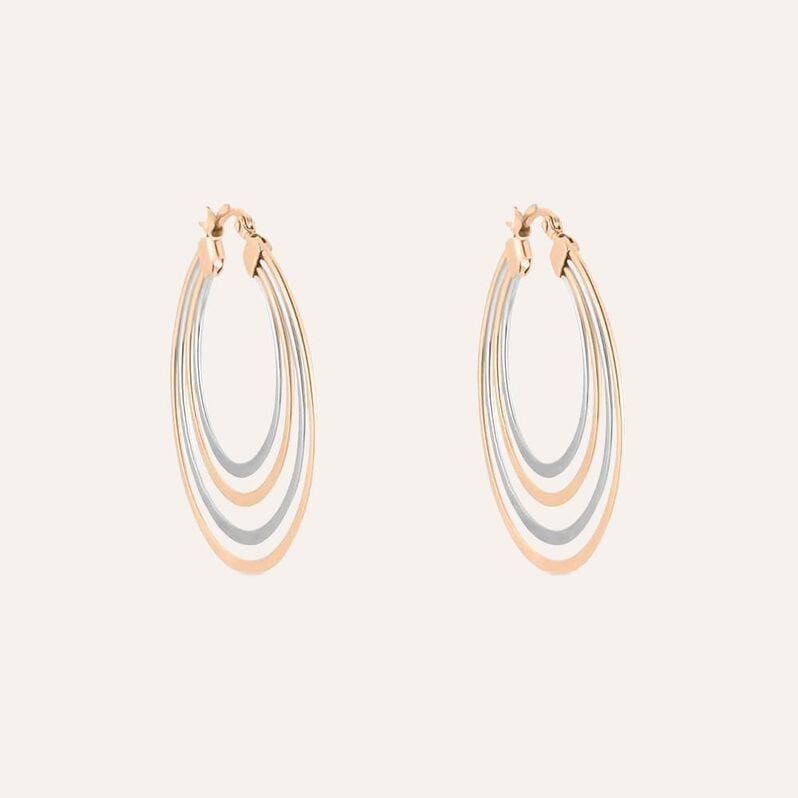 Orecchini A Cerchio Sunrise Acciaio Bicolore Bianco / Rosa - Orecchini a Cerchio Donna | Stroili