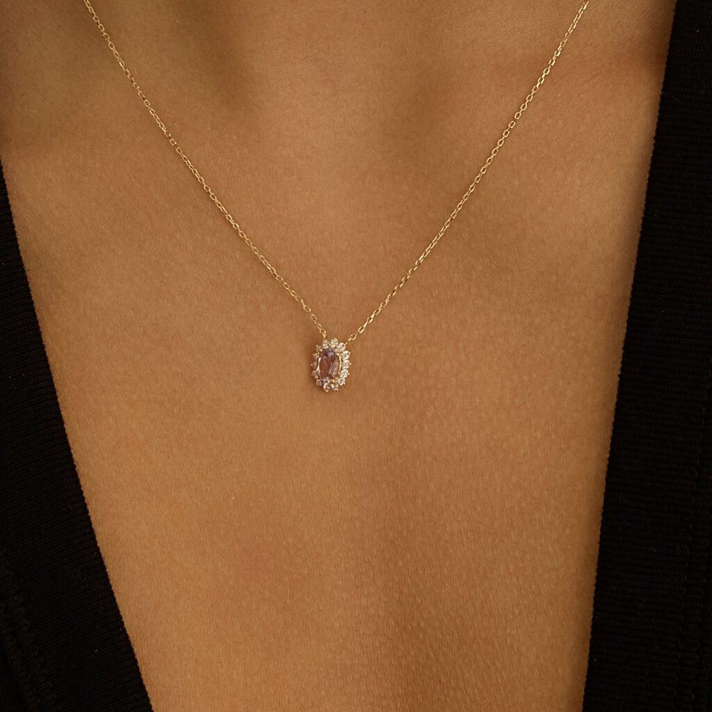 Collana Amélie Oro Giallo Ametista Cubic Zirconia