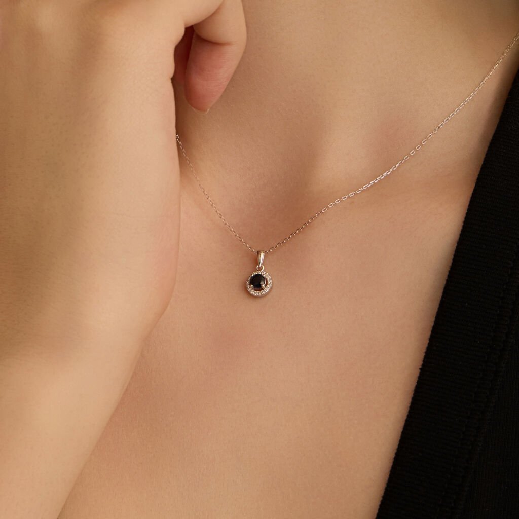 Collana Punto Luce Charlotte Oro Bianco Zaffiro Diamante