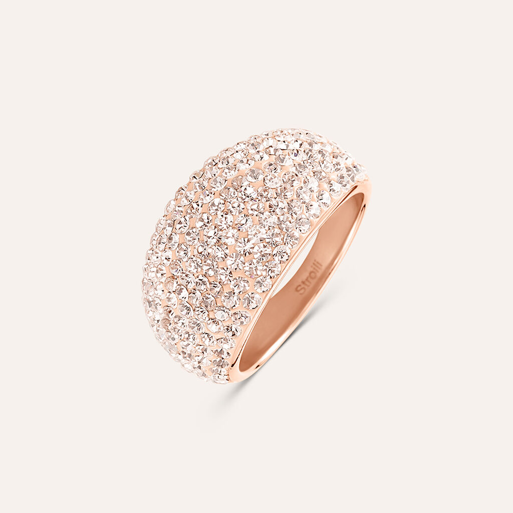 Anello Fascia Lady Phantasya Acciaio Rosa Cristallo - Anelli a Fascia Larga Donna | Stroili
