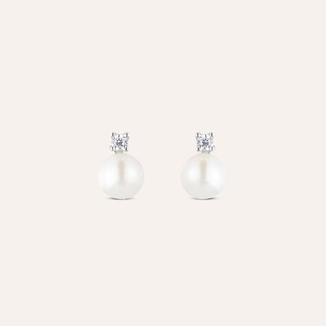 Orecchini Lobo Gabrielle Oro Bianco Perla D'Acqua Dolce Cubic Zirconia - Orecchini a Lobo Donna | Stroili