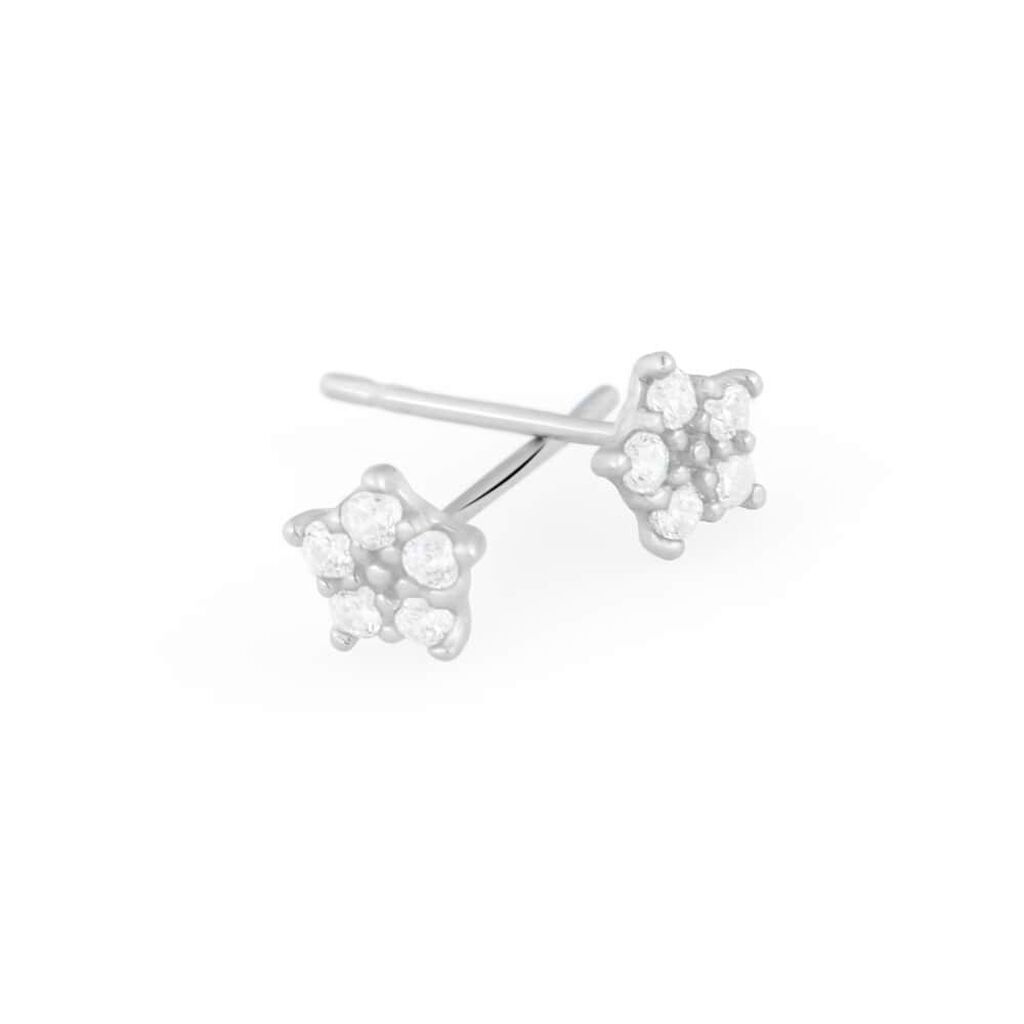 Orecchini Lobo Bon Ton Oro Bianco Cubic Zirconia - Orecchini a Lobo Donna | Stroili
