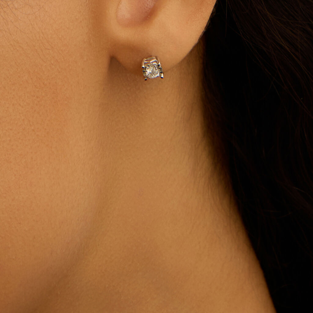 Orecchini Lobo Punto Luce Diamotion Oro Bianco Diamante
