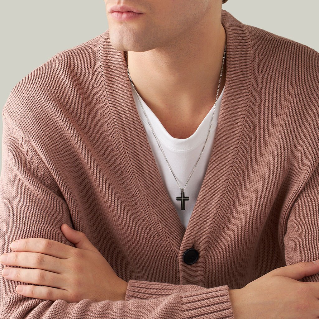 Collana Man Code Acciaio Bicolore Bianco / Nero - Collane Uomo | Stroili