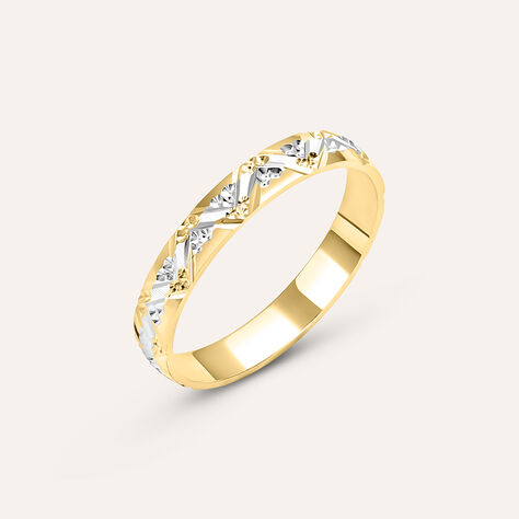 Fede Classica Diamantata 3 mm Oro Bicolore Giallo / Bianco - Anelli 18 Carati Donna | Stroili