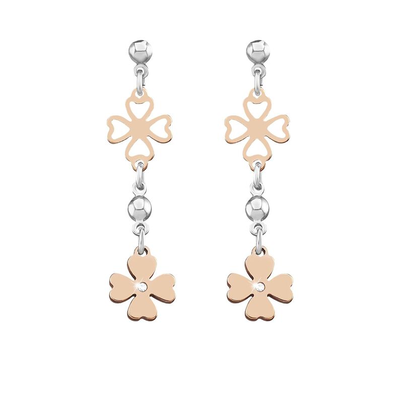 Bracciale charms cuore in acciaio bicolore e cristalli - Bracciali Donna | Stroili