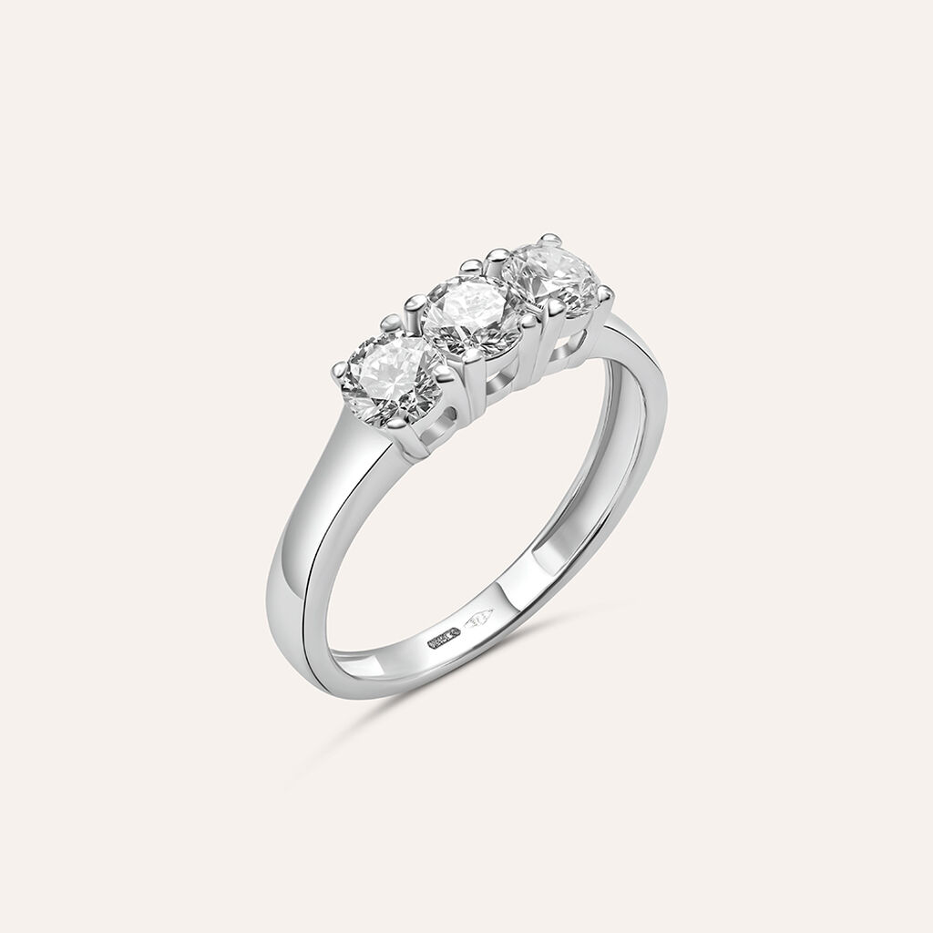 Anello Trilogy Diamade Oro Bianco Diamante Lab-Grown - Anelli con Pietre Donna | Stroili