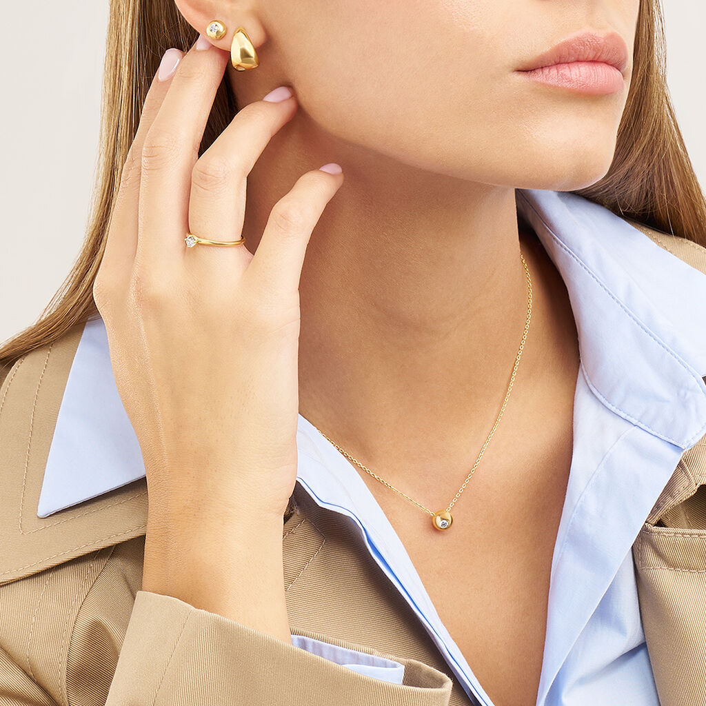 Orecchini Lobo Desideria Argento Nobile Dorato Cubic Zirconia