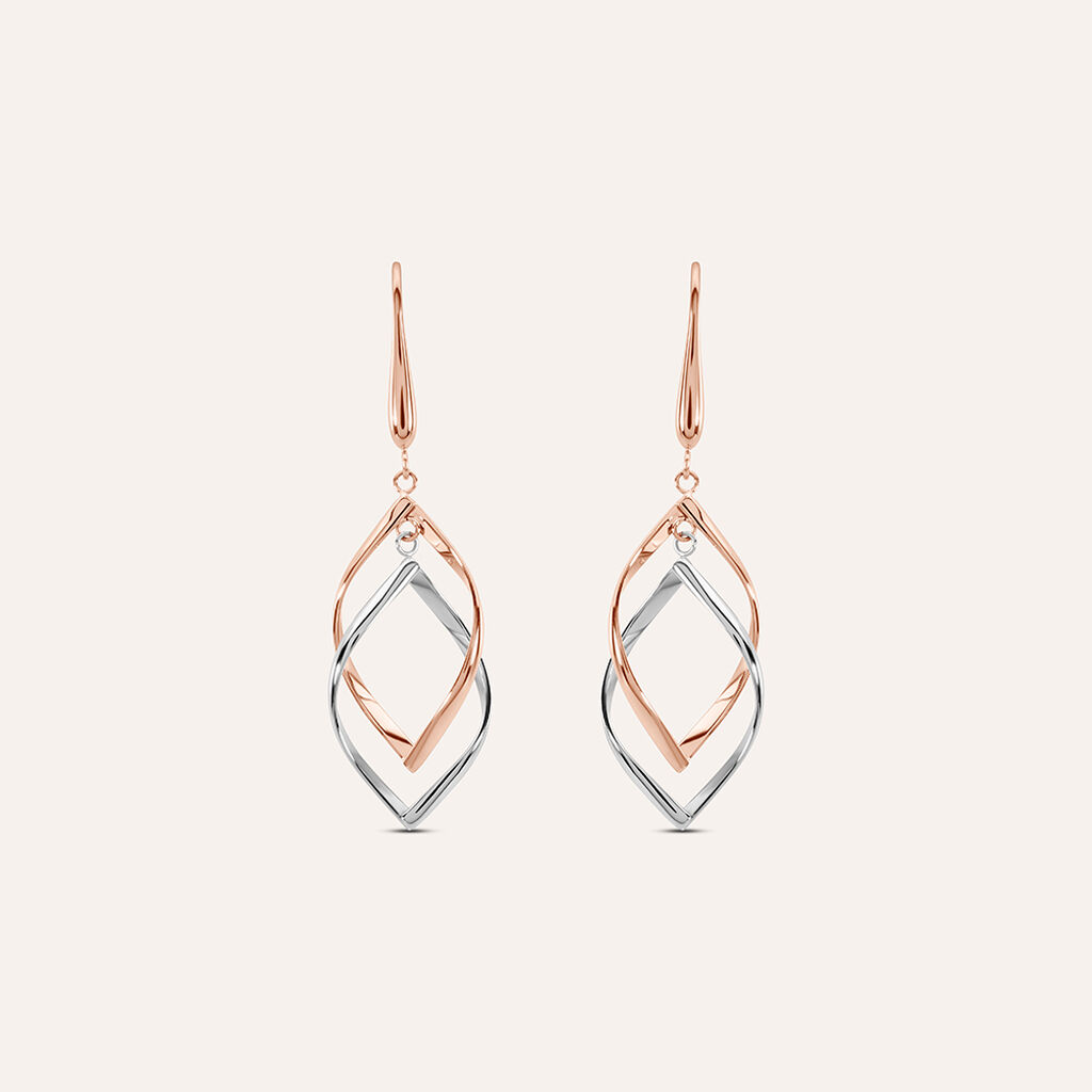 Orecchini Pendenti Sunrise Acciaio Bicolore Bianco / Rosa