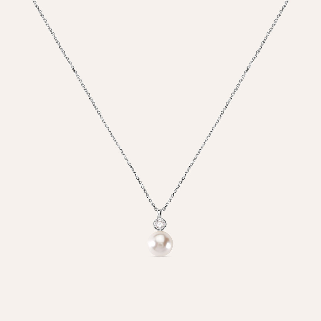 Collana Silver Pearls Argento Rodiato Perla sintentica Cubic Zirconia