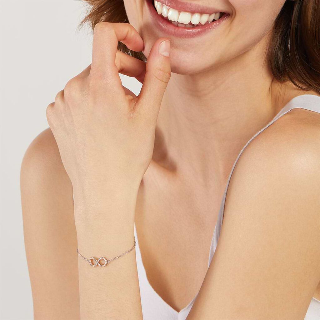 Bracciale Silver Moments Argento Bicolore Bianco / Rosa Cubic Zirconia