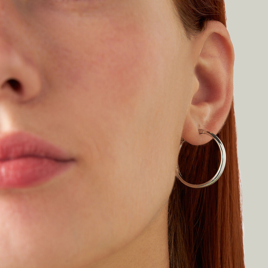 Orecchini A Cerchio Toujours Oro Bianco - Orecchini a Cerchio Donna | Stroili