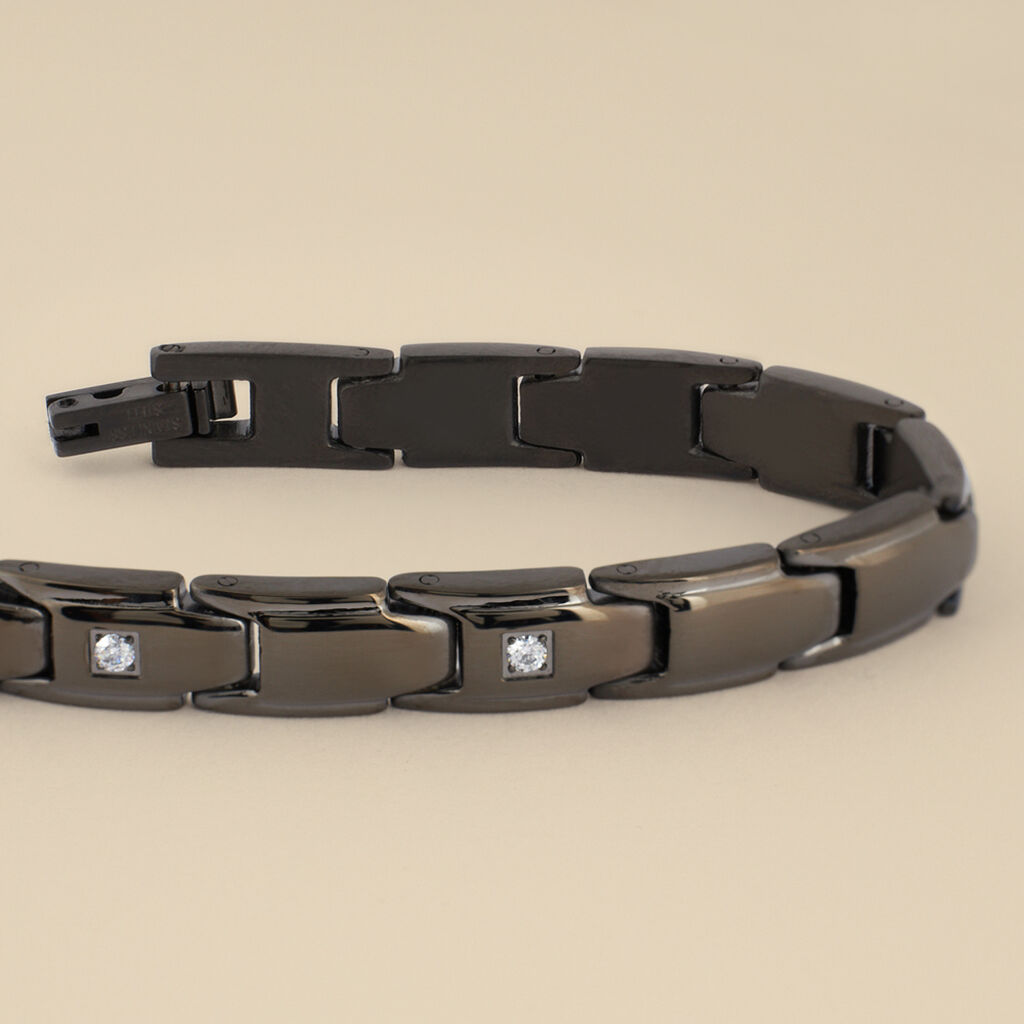 Bracciale Man Code Acciaio Nero Cubic Zirconia
