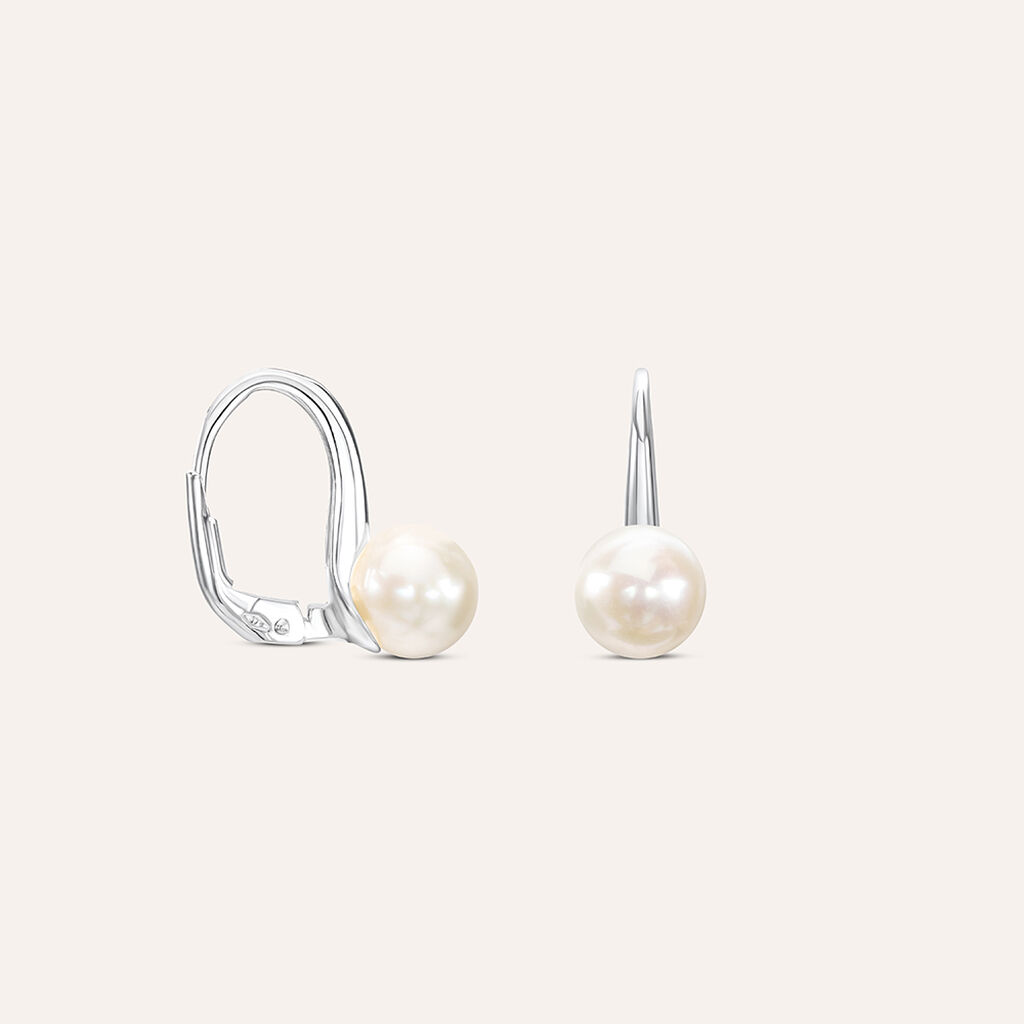 Orecchini Lobo Monachella Gabrielle Oro Bianco Perla D'Acqua Dolce