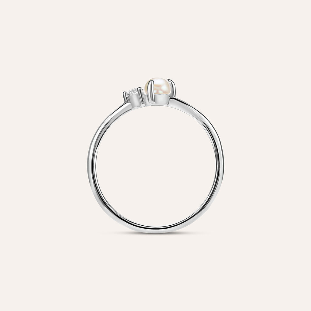 Anello Bilogy Silver Pearls Argento Rodiato Perla sintetica Cubic Zirconia - Anelli con Pietre Donna | Stroili