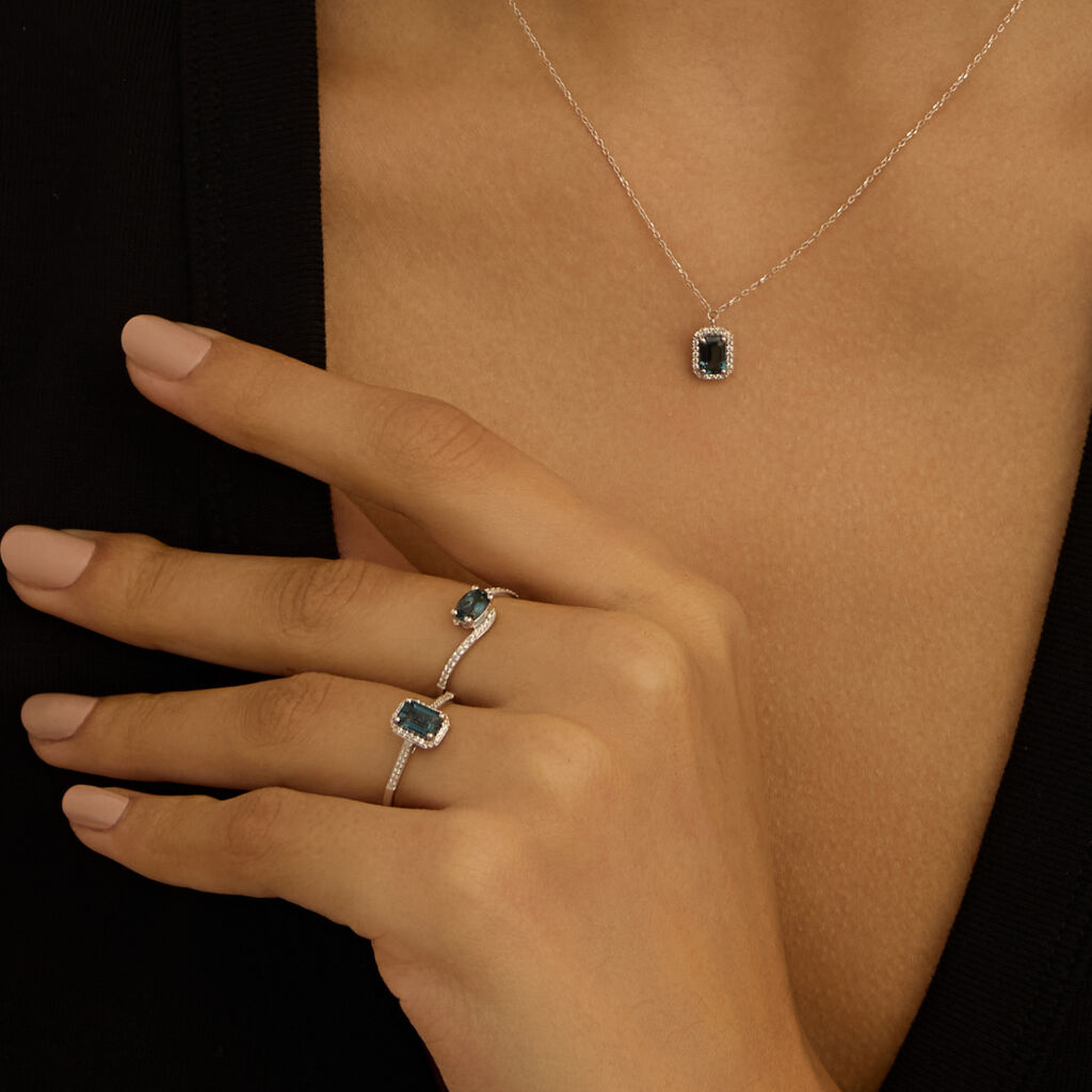 Collana Amélie Oro Bianco Topazio Cubic Zirconia