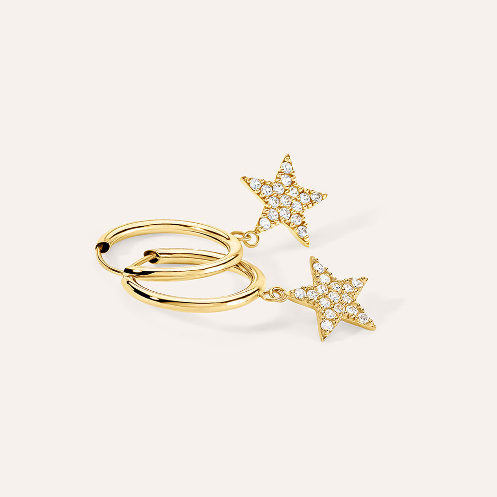 Orecchini A Cerchio Toujours Oro Giallo Cubic Zirconia