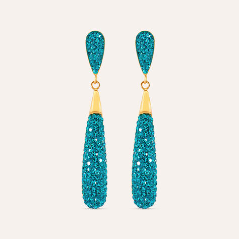 Orecchini Pendenti Aura Acciaio Dorato Cristallo - Orecchini Pendenti Donna | Stroili