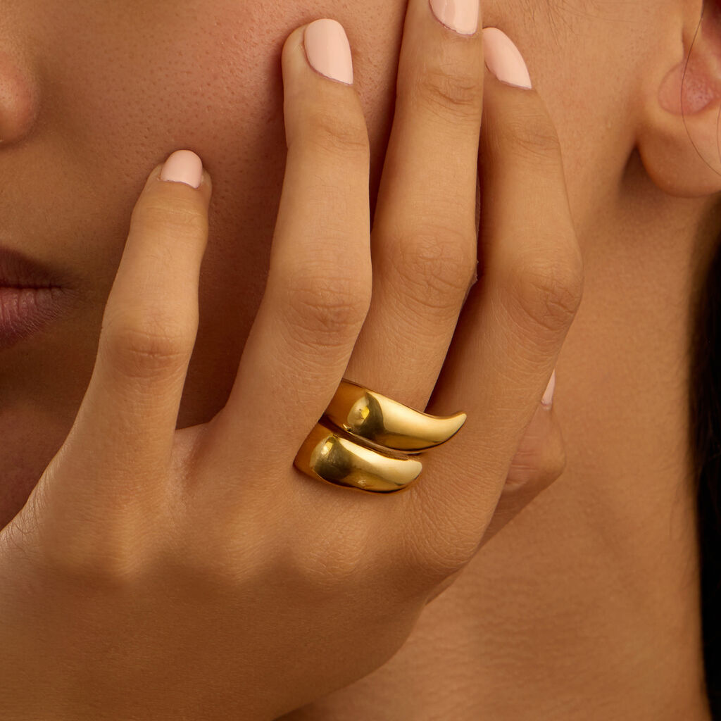 Anello Contrarie Lady Code Acciaio Dorato - Anelli Moderni Donna | Stroili