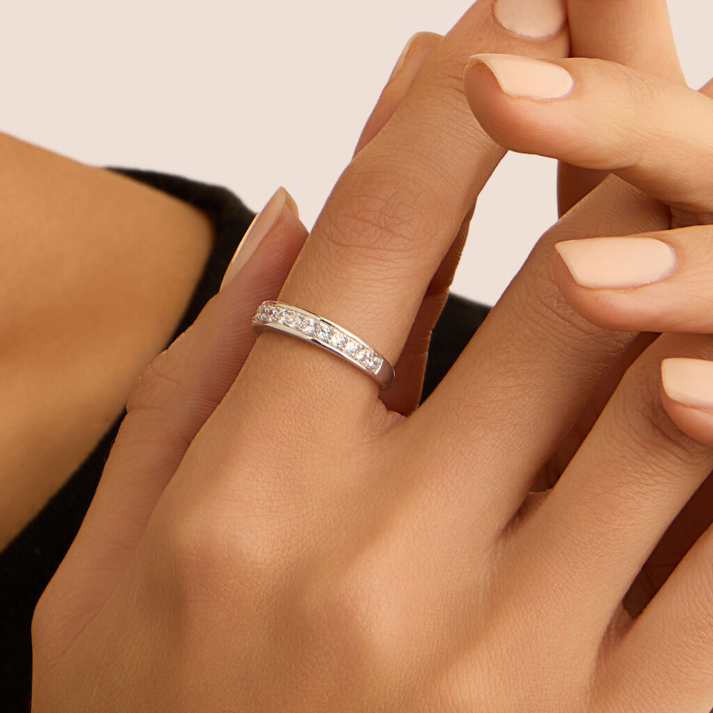 Anello Semi-eternity Silver Elegance Argento Rodiato Cubic Zirconia