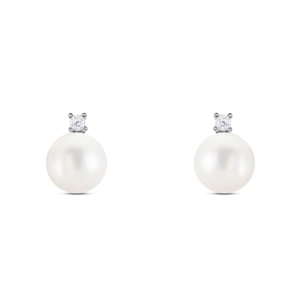 Orecchini Lobo Gabrielle Oro Bianco Perla D'Acqua Dolce Cubic Zirconia - Orecchini a Lobo Donna | Stroili
