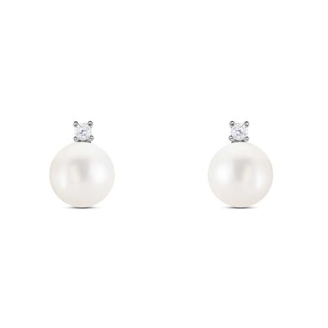Orecchini Lobo Gabrielle Oro Bianco Perla D'Acqua Dolce Cubic Zirconia - Orecchini a Lobo Donna | Stroili
