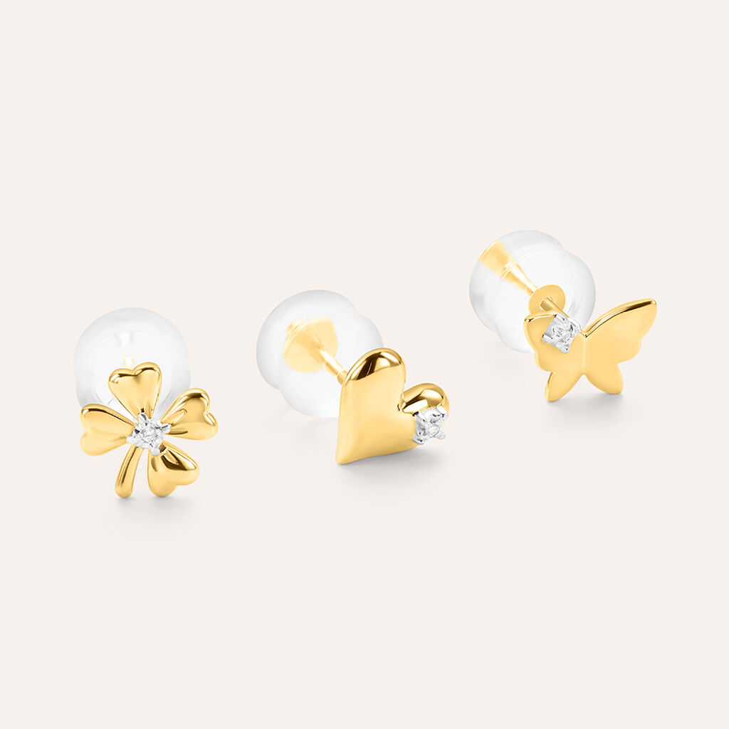 Orecchini Lobo Mon Petit Oro Bicolore Diamante - Gioielli Bambino | Stroili