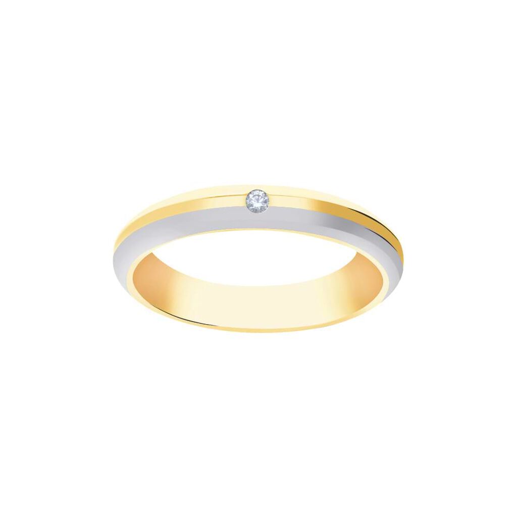 Fede Comoda 4 mm Oro Bicolore Diamante - Anelli con Incisione Unisex | Stroili