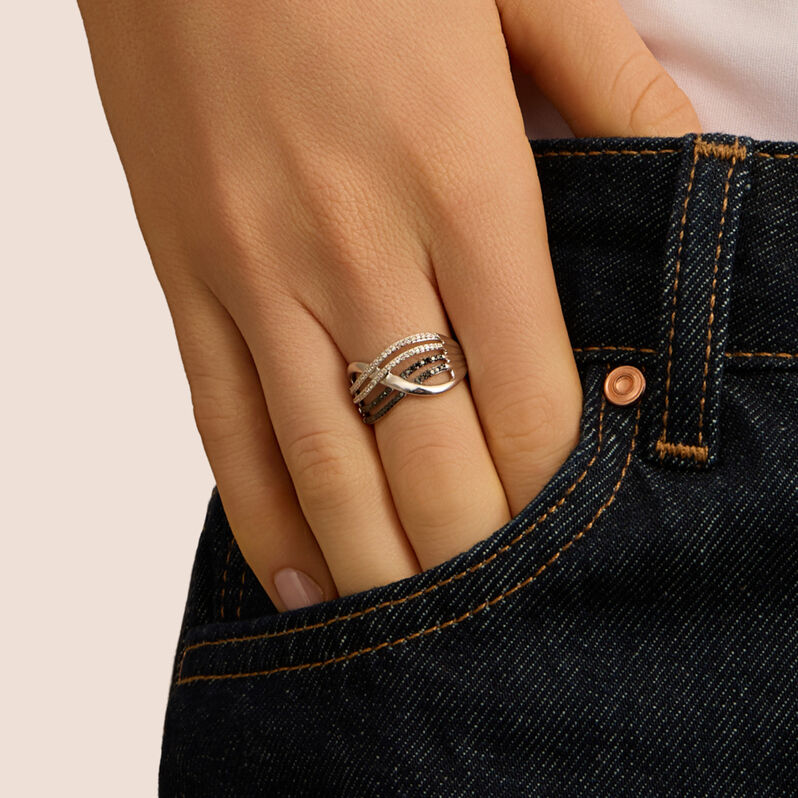 Anello Fascia Sophia Oro Bianco Diamante - Anelli a Fascia Larga Donna | Stroili